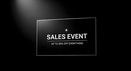 Promotional sales event poster design with minimalist black background and bold typography for maximum impact