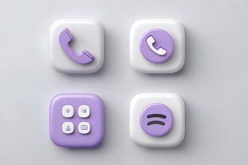 Purple phone icon on white background.