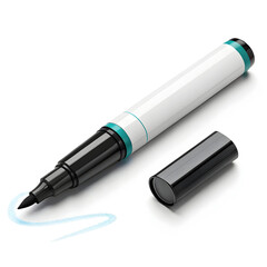 A single whiteboard marker shown isolated on a white background, used for writing or drawing