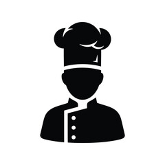 Professional chef icon silhouette with toque hat kitchen uniform vector