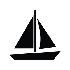 Simple black sailboat silhouette icon nautical travel adventure vector graphic vector