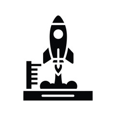 Obraz premium Rocket launching from launchpad symbolizing innovation startup and success vector