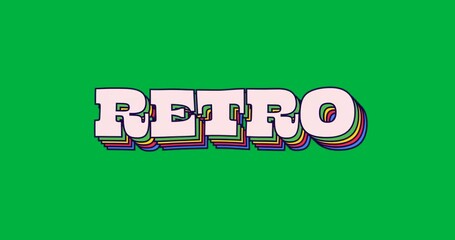 3D lettering RETRO spinning over transparent background with rainbow shadows in graphic design - Powered by Adobe