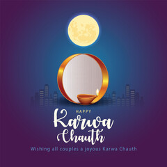 Fototapeta na wymiar illustration of Indian Hindu Festival happy Karwa Chauth background with doing Karwa Chauth.