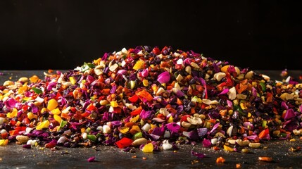 Fototapeta premium Colorful Blend of Dried Herbs and Flower Petals for Culinary Use
