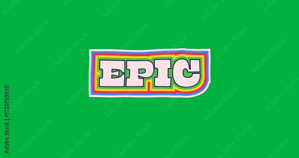 Poster graphic designer placing epic wordmark on transparent background, showing nested colorful outlines