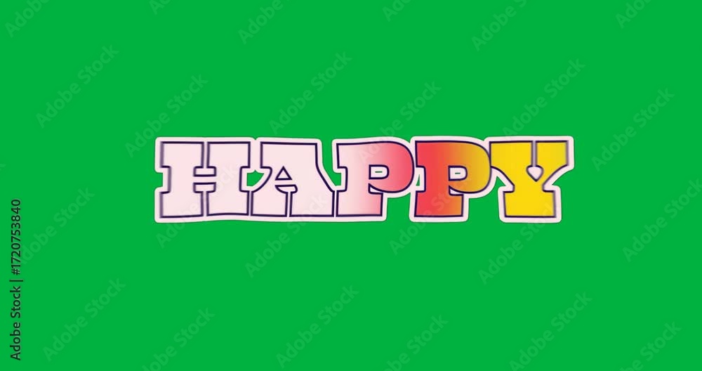 Aufkleber colorful happy text floating over transparent background featuring gradient and shadow for design