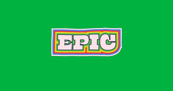 graphic designer placing EPIC wordmark on transparent background, showing nested colorful outlines