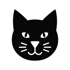 Minimalist black cat face icon simple silhouette animal head vector vector