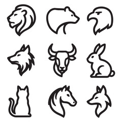 A black silhouette of Creative cartoon animal logo 