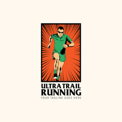 ultra trail run illustration image for background and logo vector