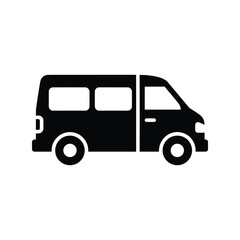 Simple black icon of a minivan for transportation and travel concepts vector