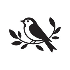 Minimalist Songbird Design in Black and White