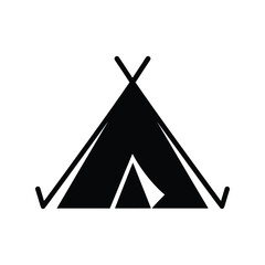 Simple teepee tent icon minimalist silhouette outdoor adventure camping symbol vector © alien AZ
