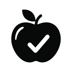 Healthy eating choice apple checkmark icon symbol fruit diet approved symbol vector