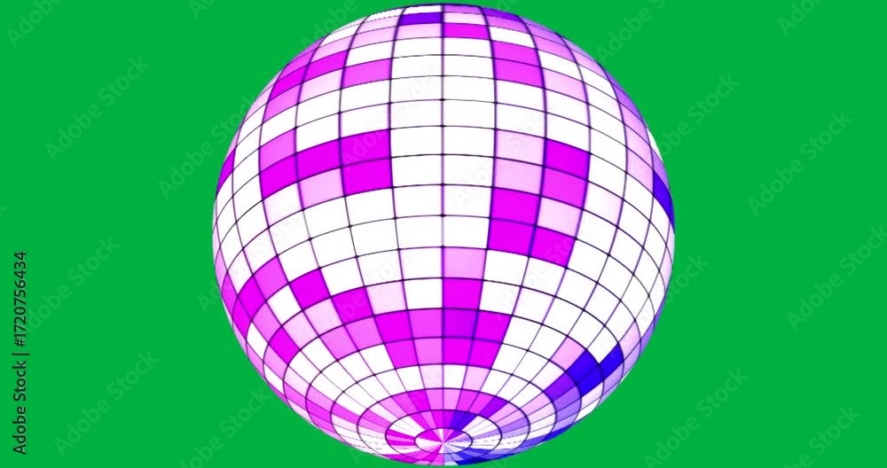 Poster patterned sphere floating in transparent void, showcasing technology themed grid tile mosaic