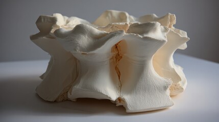 Abstract Sculptural Form Crafted from Soft White Material