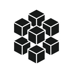 Geometric abstract cubes arrangement structure network concept icon minimalist vector