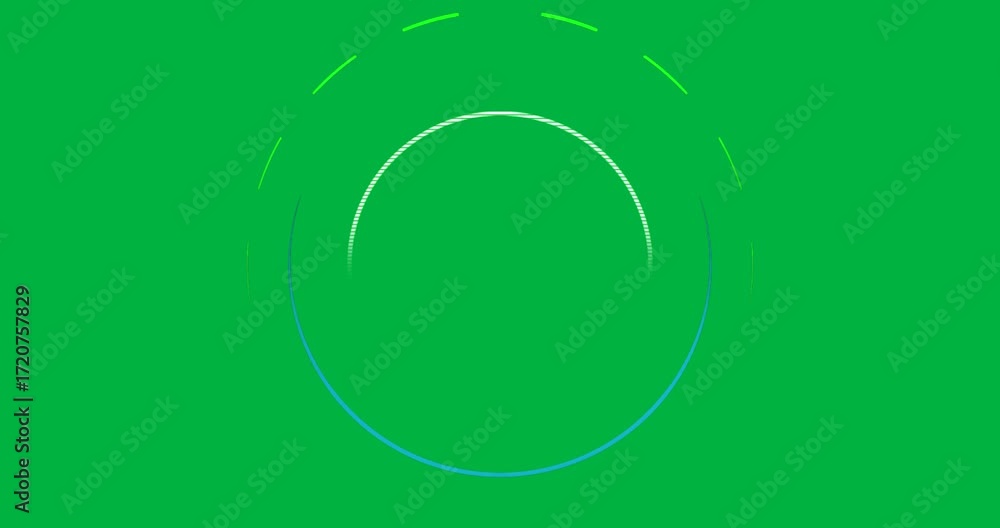 Poster designers viewing abstract tech gauge on transparent background, featuring neon arcs and lines