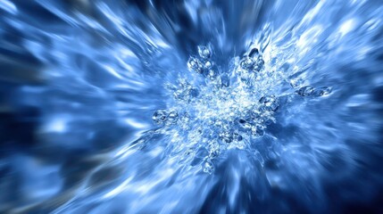 Obraz premium Dynamic Water Splash with Bubbles in Abstract Blue Background