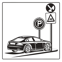 Parking icon car vehicle icon sign vector.