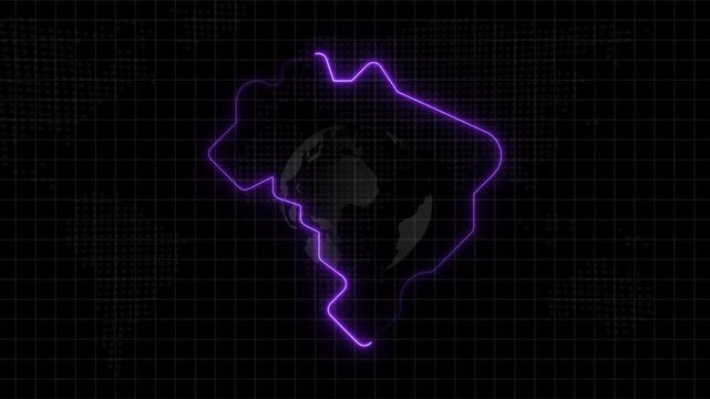 Abstract neon USA map, of United States of America showing different states. Animated usa contiguous lower u.s. state neon map on an isolated technical background
