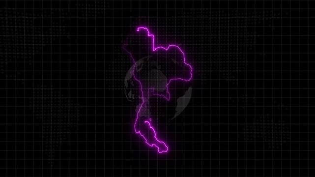 Abstract neon USA map, of United States of America showing different states. Animated usa contiguous lower u.s. state neon map on an isolated technical background