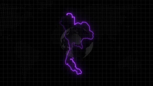 Abstract neon USA map, of United States of America showing different states. Animated usa contiguous lower u.s. state neon map on an isolated technical background
