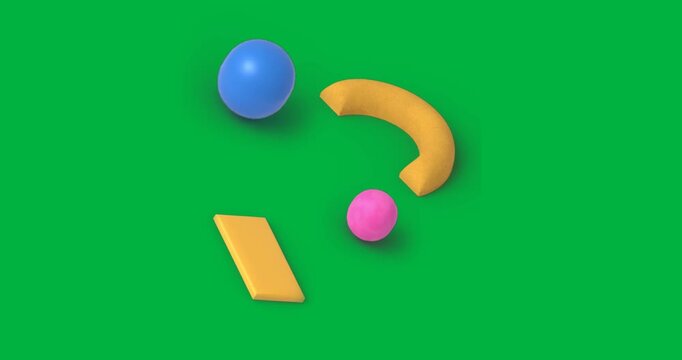 Shapes floating in transparent graphic design with blue sphere yellow tube pink sphere yellow prism