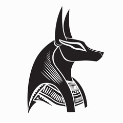 Mythical Anubis God Head Logo in Vintage Egyptian Vector Illustration