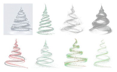 PNG Spiral Christmas tree designs, element set on transparent background