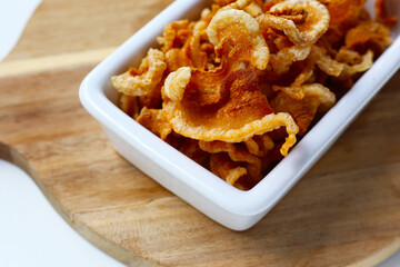 Crispy pork rinds with crunchy texture.