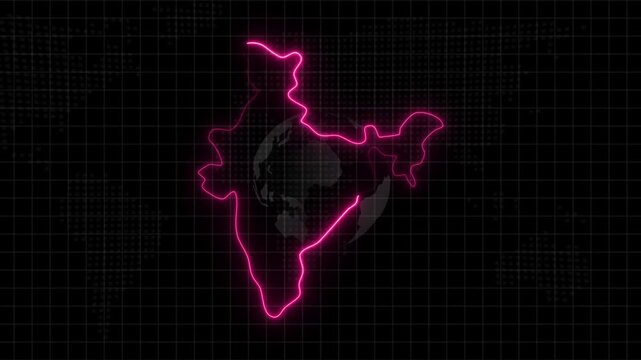 Abstract neon USA map, of United States of America showing different states. Animated usa contiguous lower u.s. state neon map on an isolated technical background
