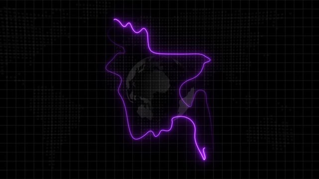 Abstract neon USA map, of United States of America showing different states. Animated usa contiguous lower u.s. state neon map on an isolated technical background