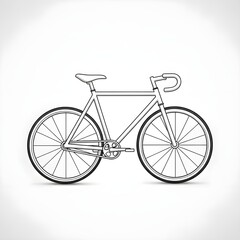 Minimalist Bicycle Line Art Illustration on Clean White Background