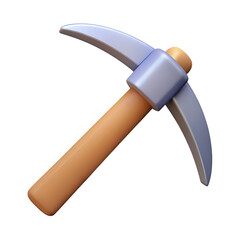 3D Pickaxe Mining Tool Icon on transparent background