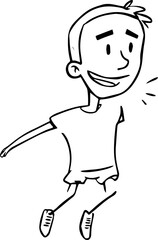 Black and white illustration of a handsome man in casual style minimalist modern line art drawing
