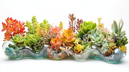 A vibrant collection of various succulent plants, including Crassula, Sedum,