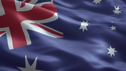 Australia flag waving smoothly seamless loop realistic animation background