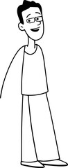 Black and white illustration of a handsome man in casual style minimalist modern line art drawing
