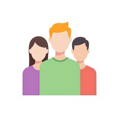 Fototapeta premium Flat Icon of Three People in Vibrant Colors with Simple Design