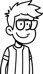 Fototapeta premium Black and white illustration of a handsome man in casual style minimalist modern line art drawing 