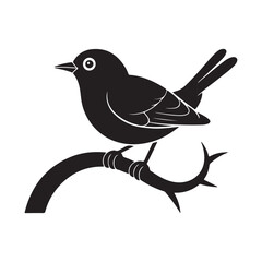 Decorative Nature Illustration – Bird on Branch