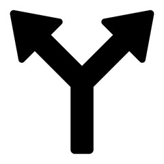 optional branch glyph icon showing two split arrows for route choice guide