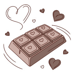 Delicious chocolate bar with heart