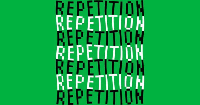 Stylized repetition text floating on transparent background showing glitch design for technology