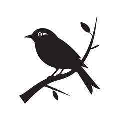 Simple Forest Bird Shadow Isolated on White