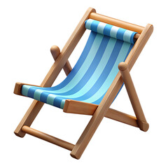 Beach Chair with Blue Stripes 3D icon on transparent background