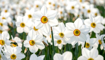 White daffodils in a field