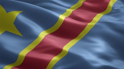 Democratic Republic of the Congo flag waving smoothly seamless loop realistic animation background